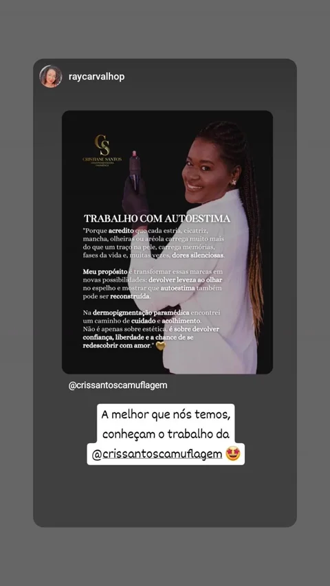 Depoimento de paciente compartilhado no Instagram